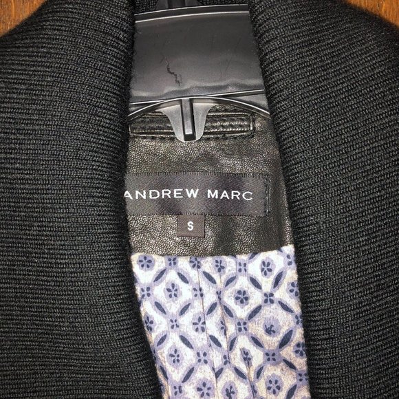 Andrew Marc wool blend collar leather jacket - (s) - Picture 4 of 12